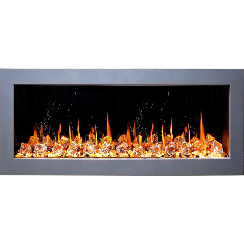Litedeer Homes Electric Fireplace Gloria II 48" Seamless Push-in Electric Fireplace with Crushed Ice Rocks (White)