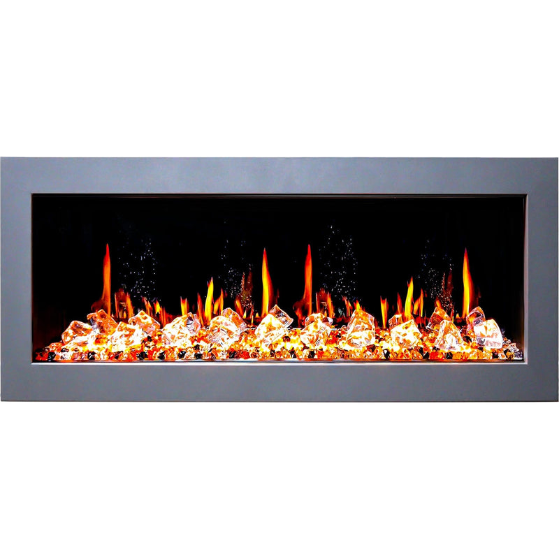 Litedeer Homes Electric Fireplace Gloria II 48" Seamless Push-in Electric Fireplace with Crushed Ice Rocks (White)