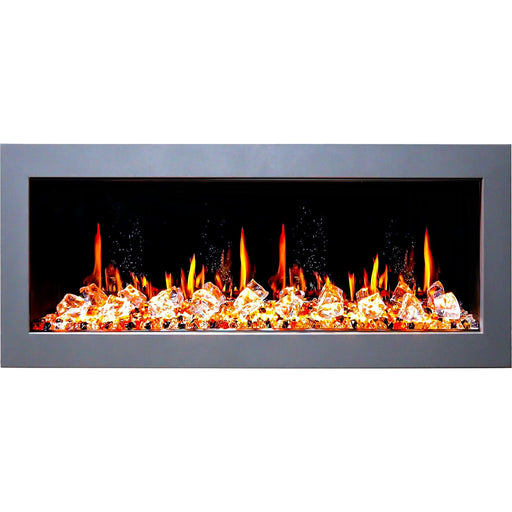Litedeer Homes Electric Fireplace Gloria II 48" Seamless Push-in Electric Fireplace with Crushed Ice Rocks (White)