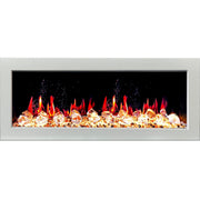 Litedeer Homes Electric Fireplace Gloria II 48" Seamless Push-in Electric Fireplace with Crushed Ice Rocks (White)