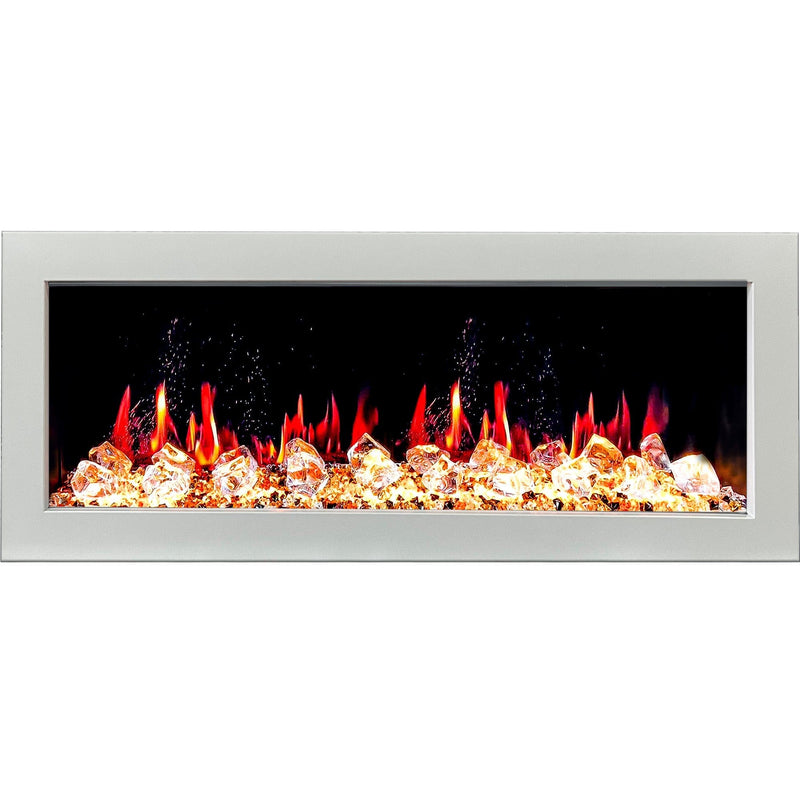 Litedeer Homes Electric Fireplace Gloria II 48" Seamless Push-in Electric Fireplace with Crushed Ice Rocks (White)