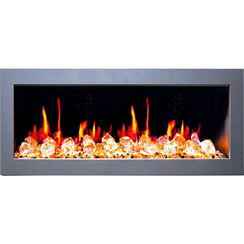 Litedeer Homes Electric Fireplace Gloria II 48" Seamless Push-in Electric Fireplace with Crushed Ice Rocks (White)