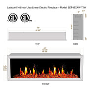 Litedeer Homes Electric Fireplace Gloria II 48" Smart Wall Mount Electric Fireplace with Reflective Fire Glass
