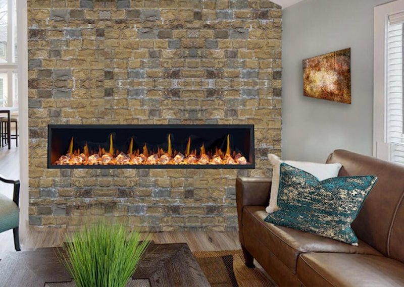 Litedeer Homes Electric Fireplace Latitude 45" Ultra Slim Built-in Electric Fireplace + Crushed Ice Rocks