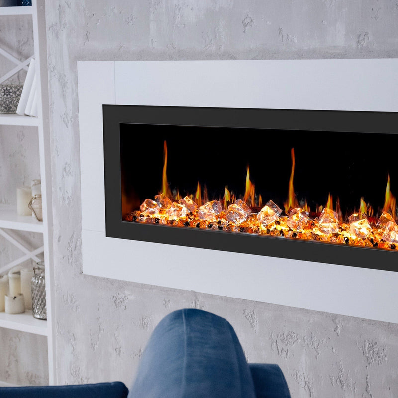 Litedeer Homes Electric Fireplace Latitude II 48-in Smart Wall Mount Electric Fireplace + Crushed Ice Rocks