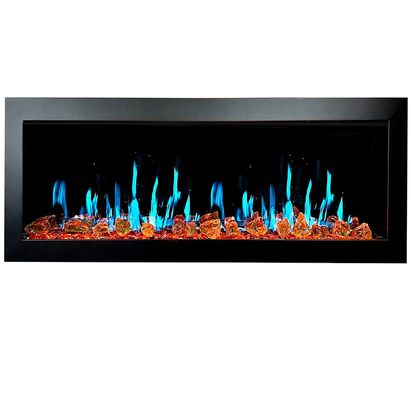 Litedeer Homes Electric Fireplace Latitude II 48-in Smart Wall Mount Electric Fireplace + Reflective Fire Glass