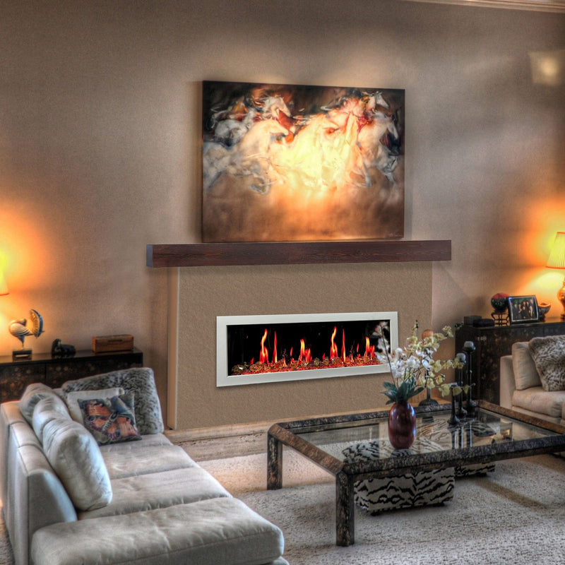 Litedeer Homes Electric Fireplace Latitude II 48-in Smart Wall Mount Electric Fireplace + Reflective Fire Glass