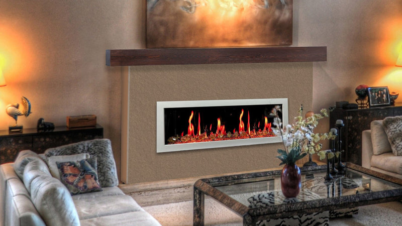 Litedeer Homes Electric Fireplace Latitude II 48-in Smart Wall Mount Electric Fireplace + Reflective Fire Glass