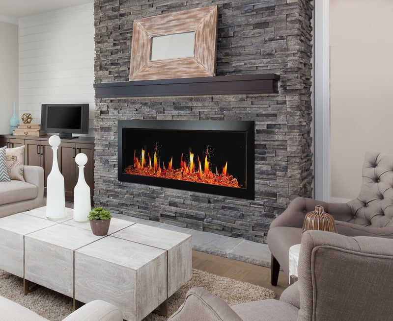 Litedeer Homes Electric Fireplace Latitude II 48-in Smart Wall Mount Electric Fireplace + Reflective Fire Glass