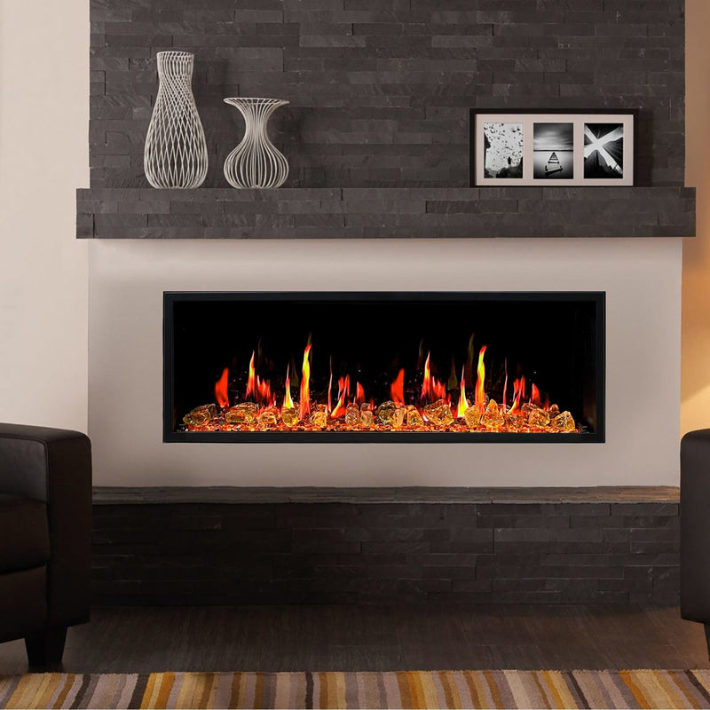 Litedeer Homes Electric Fireplace Latitude II 48-in Smart Wall Mount Electric Fireplace + Reflective Fire Glass