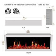 Litedeer Homes Electric Fireplace Latitude II 48-in Smart Wall Mount Electric Fireplace + Reflective Fire Glass