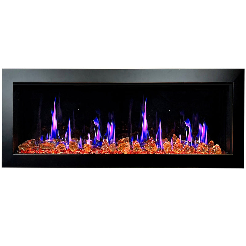 Litedeer Homes Electric Fireplace Latitude II 48-in Smart Wall Mount Electric Fireplace + Reflective Fire Glass