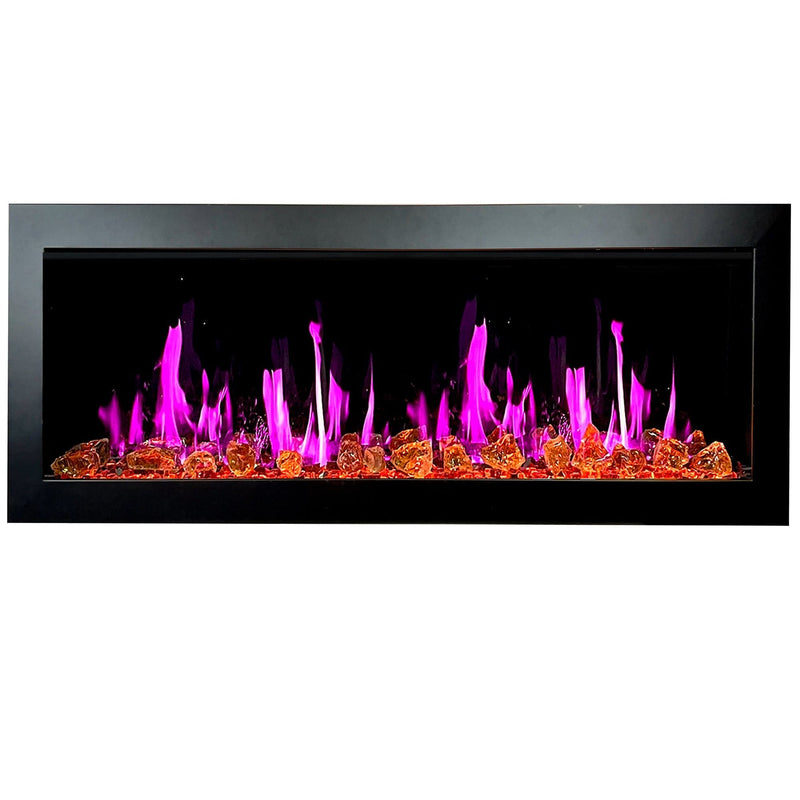 Litedeer Homes Electric Fireplace Latitude II 48-in Smart Wall Mount Electric Fireplace + Reflective Fire Glass