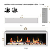 Litedeer Homes Electric Fireplace Latitude II 48-in Smart Wall Mount Electric Fireplace