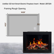 Litedeer Homes Electric Fireplace LiteStar ZEF32X Electric Fireplace – 2025 New Model