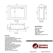 Litedeer Homes Electric Fireplace LiteStar ZEF32X Electric Fireplace – 2025 New Model