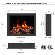 Litedeer Homes Electric Fireplace LiteStar ZEF35X Electric Fireplace – 2025 New Model