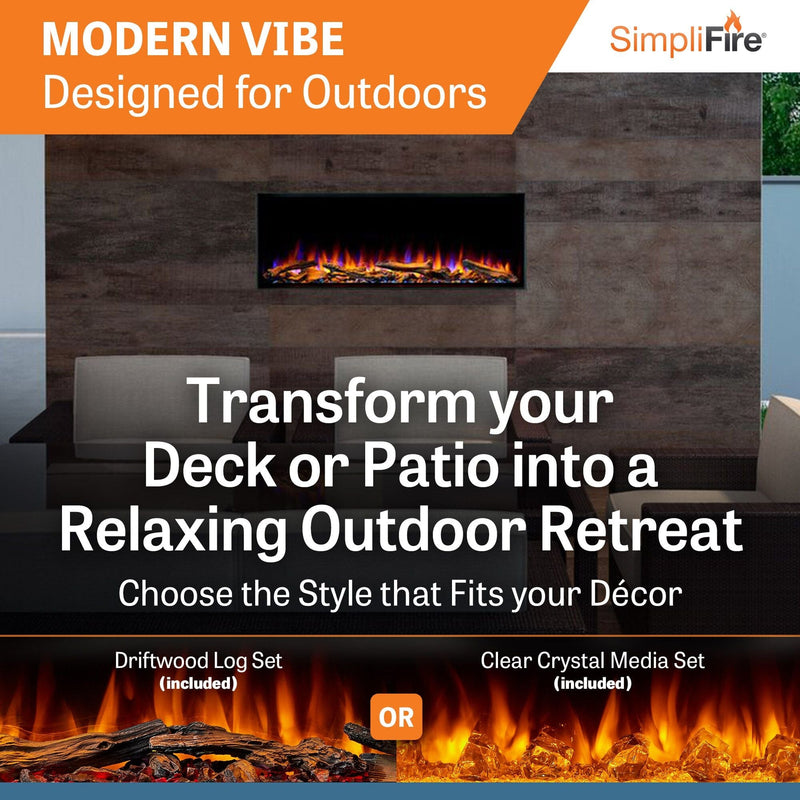 SimpliFire Built-In Electric Fireplaces SimpliFire 43-in Forum Outdoor Linear Electric Fireplace