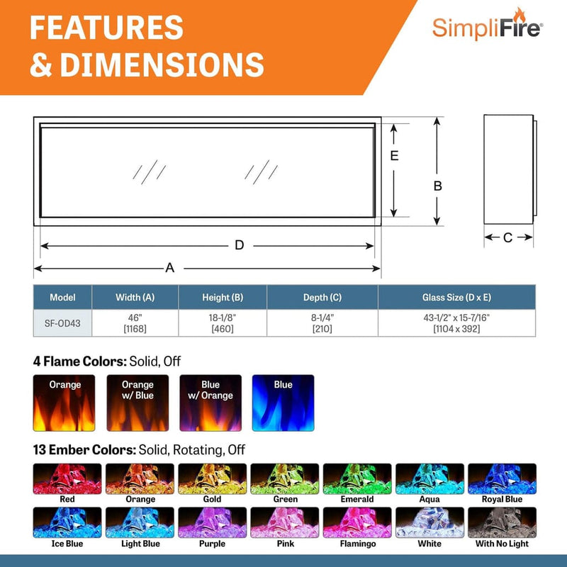 SimpliFire Outdoor Electric Fireplace SimpliFire Outdoor Electric Fireplace SF-OD43 – Modern Design with Customizable Flames | Pure Flame Co