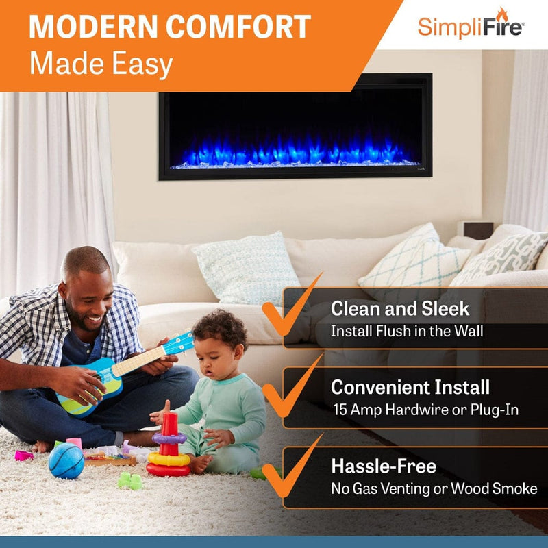 SimpliFire Wall Mount Electric Fireplace SimpliFire Wall Mount Electric Fireplace SF-ALLP50-BK – Vibrant Flames & Supplemental Heat | Pure Flame Co