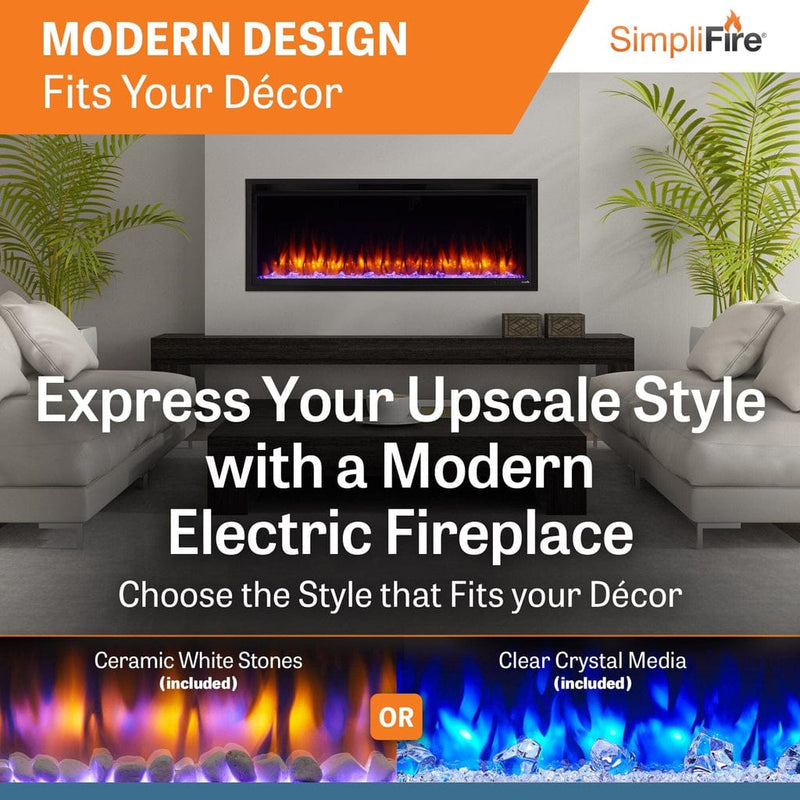 SimpliFire Wall Mount Electric Fireplace SimpliFire Wall Mount Electric Fireplace SF-ALLP50-BK – Vibrant Flames & Supplemental Heat | Pure Flame Co