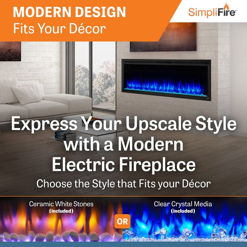 SimpliFire Wall Mount Electric Fireplace SimpliFire Wall Mount Electric Fireplace SF-ALLP60-BK – Sleek, Modern Aesthetics | Pure Flame Co