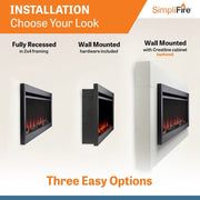 SimpliFire Wall Mount Electric Fireplace SimpliFire Wall Mount Electric Fireplace SF-ALLS50 – Supplemental Heating & Customizable Lighting | Pure Flame Co