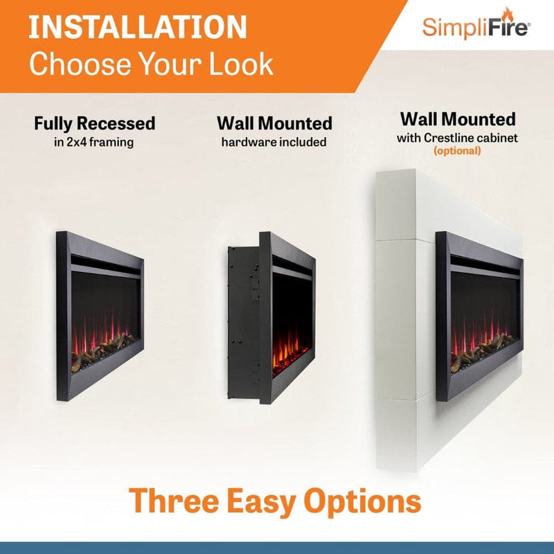 SimpliFire Wall Mount Electric Fireplace SimpliFire Wall Mount Electric Fireplace SF-ALLS50 – Supplemental Heating & Customizable Lighting | Pure Flame Co