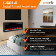 SimpliFire Wall Mount Electric Fireplace SimpliFire Wall Mount Electric Fireplace SF-ALLS50 – Supplemental Heating & Customizable Lighting | Pure Flame Co