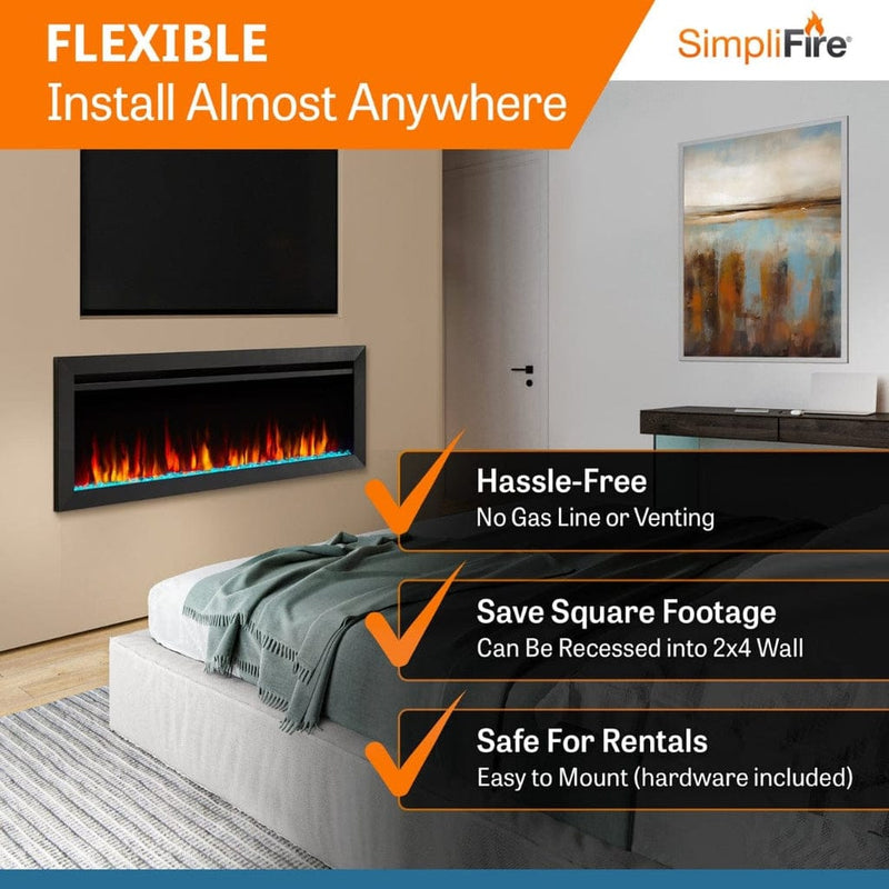 SimpliFire Wall Mount Electric Fireplace SimpliFire Wall Mount Fireplace SF-ALLS40 – Modern Elegance with Lifelike Flames | Pure Flame Co