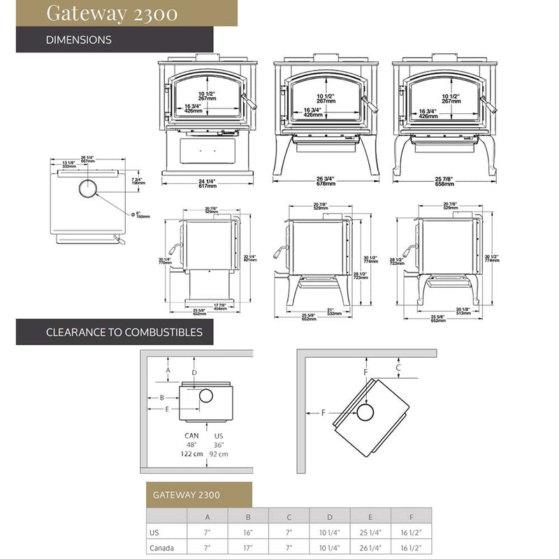 Empire Gateway 2300 Wood Burning Stove - WB23FS