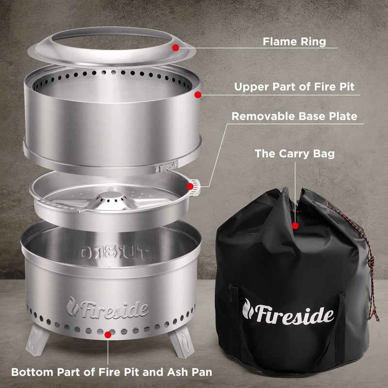 TURBRO Outdoor Fire Pit Pluto R19-SS Smokeless Outdoor Fire Pit -  Stainless Steel