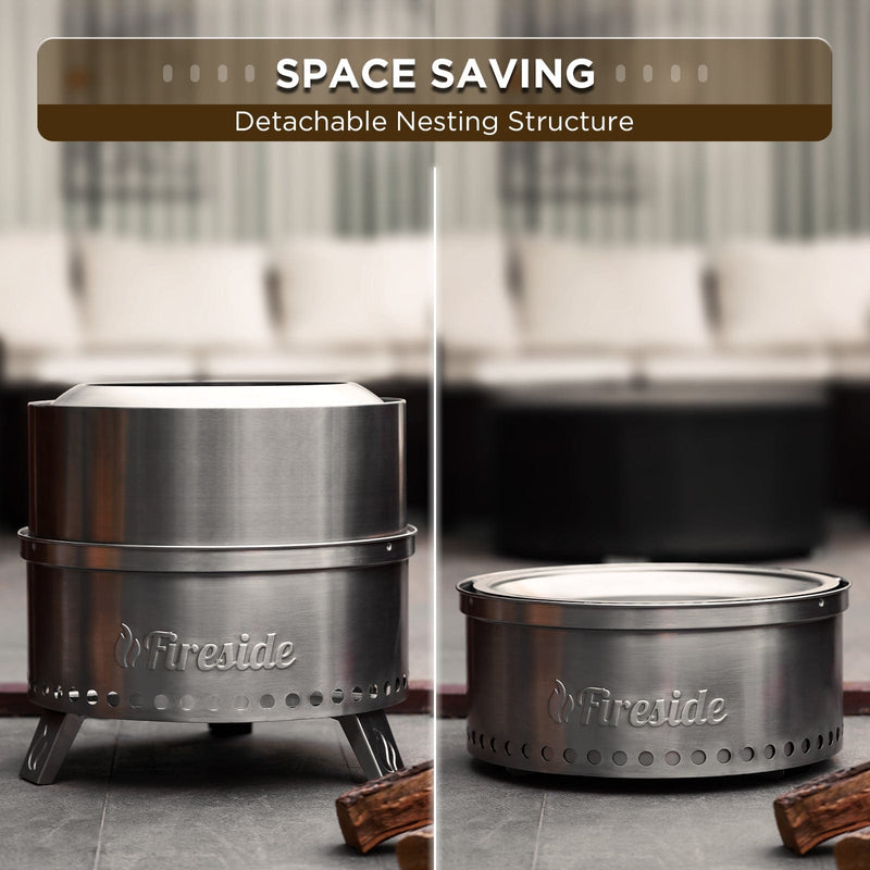 TURBRO Outdoor Fire Pit Pluto R19-SS Smokeless Outdoor Fire Pit -  Stainless Steel