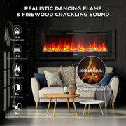 TURBRO Wall Mounted Electric Fireplace In Flames INF50W-3D WiFi Smart Wall Mounted Electric Fireplace - Tempered Glass