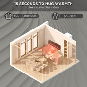 TURBRO Wall Mounted Electric Fireplace In Flames INF60W-3D WiFi Smart Wall Mounted Electric Fireplace - Tempered Glass