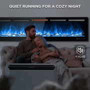 TURBRO Wall Mounted Electric Fireplace In Flames INF72W-3D WiFi Smart Wall Mounted Electric Fireplace - Tempered Glass