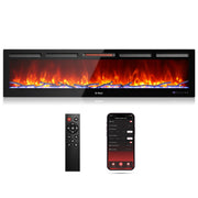 TURBRO Wall Mounted Electric Fireplace In Flames INF72W-3D WiFi Smart Wall Mounted Electric Fireplace - Tempered Glass
