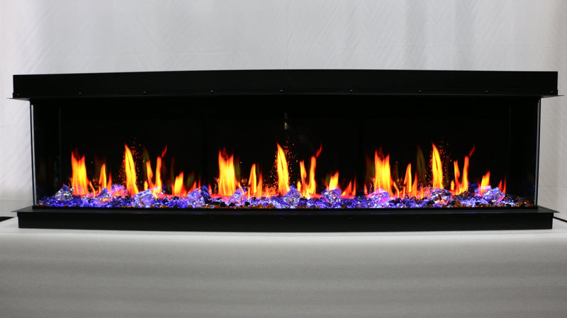 WarmCastle Electric Fireplace WarmCastle 50-in 3 Side Smart Electric Fireplace + Crushed Ice Rocks