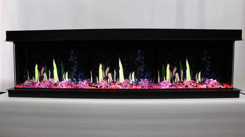 WarmCastle Electric Fireplace WarmCastle 50-in 3 Side Smart Electric Fireplace + Crushed Ice Rocks