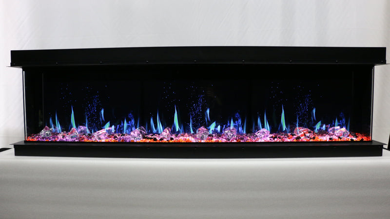 WarmCastle Electric Fireplace WarmCastle 50-in 3 Side Smart Electric Fireplace + Crushed Ice Rocks