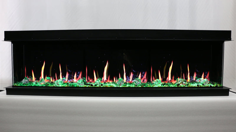 WarmCastle Electric Fireplace WarmCastle 50-in 3 Side Smart Electric Fireplace + Crushed Ice Rocks