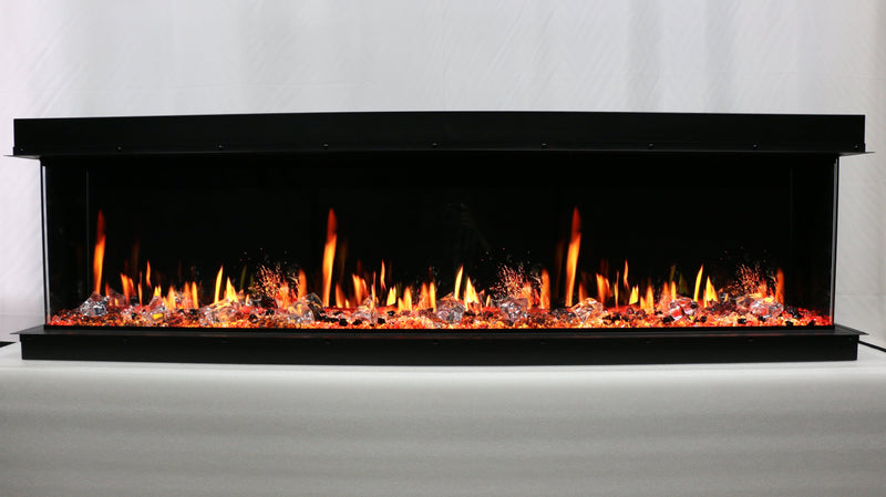 WarmCastle Electric Fireplace WarmCastle 50-in 3 Side Smart Electric Fireplace + Crushed Ice Rocks