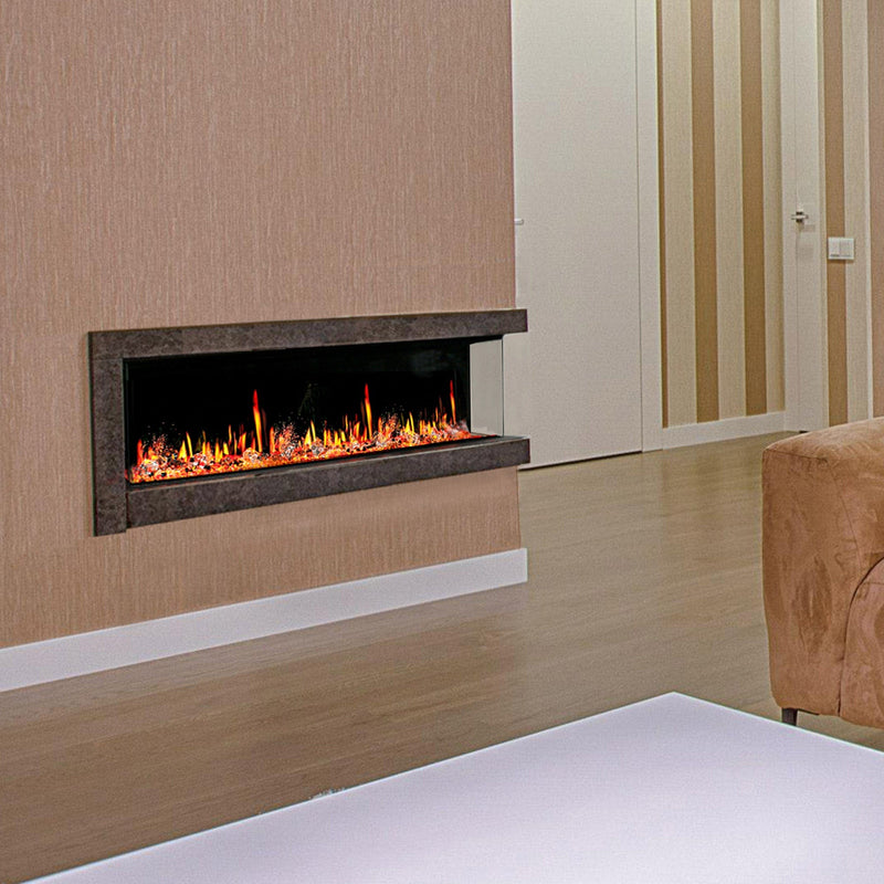 WarmCastle Electric Fireplace WarmCastle 50-in 3 Side Smart Electric Fireplace + Crushed Ice Rocks